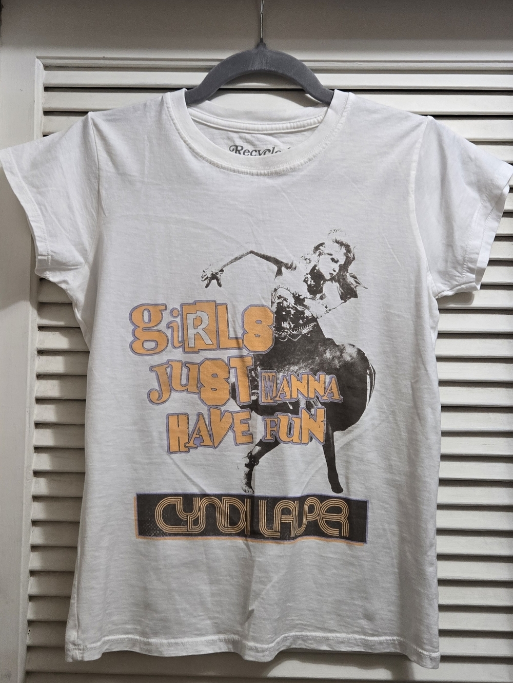 Recycled Karma Cyndi Lauper Girls Just Wanna Have Fun Graphic Baby Tee Size S